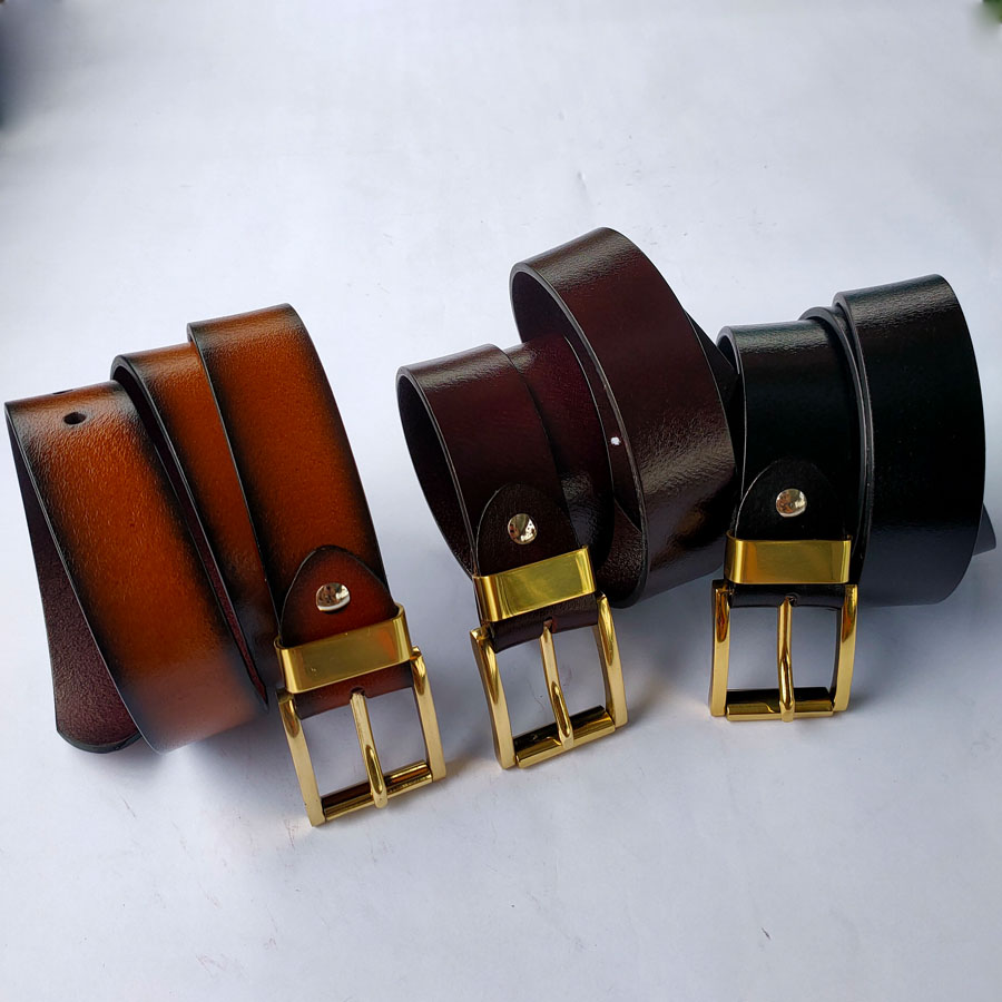 Thắt Lưng Nam Da Bò, Khóa Đầu Đồng Nguyên Khối